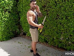 Gay gardener gets horny
