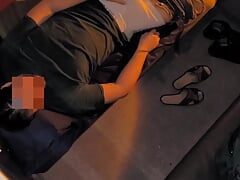 Very sexy and hot male handjob on the train