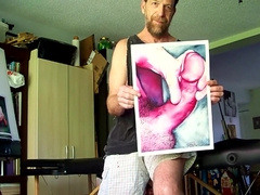 Hairyartist In Ripped Shorts During Art Studio Tour