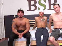 3 ultra-kinky faggot guys Having Bareback Threesome
