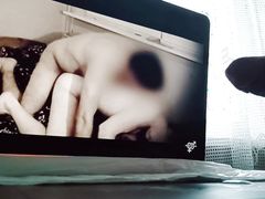 Watching my own video with my girlfriend turns me on and I decide to Jerk off.