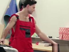 Gorgeous young dude barebacked by handsome car mechanic