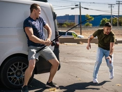 Rough sex in a van: Pierce Paris fucks Michael Boston