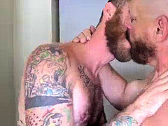 Bearded bf breeding and gargling with passion