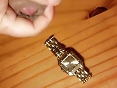 My mother's big gold wristwatch with my cum