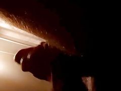 Stroking nice cock with balls swinging