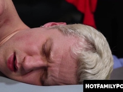 HotFamilyPorn.com - Blond gay banged hard by bearded jock stepdad in room