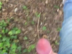 Showcasing my lad cock while ambling in public woods