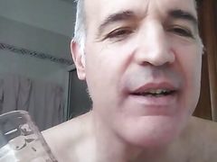 I Cum in the Bathroom in the Glass and Swallow My Hot Cum