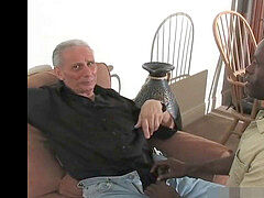 Mature black parent And trio White Grandpa's, One Good Time