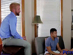 buttfuck threeway with white guy and some muscular Asians