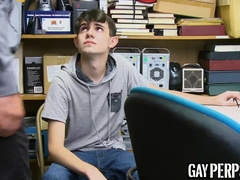 Thieving twink facialized after disciplinary bareback