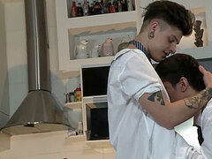 youthfull Latinos Andreas and Elio sans a condom