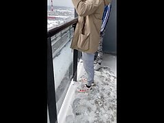 A friend discreetly gave a suck on a shared balcony