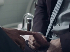 Nude men share the small bathroom for intimate gay fetishes