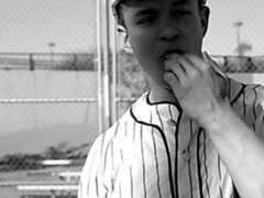 Muscular baseball player Daniel Carter jerking off