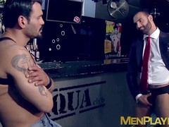 Lusty bartender agrees to fuck stylish man at bar after closing time