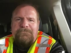 Construction bear blows huge load during break.