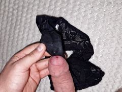 Jerking off and cum on mommys panties in her room