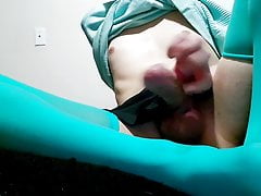 Femboy playing with dildo on bed until cumming