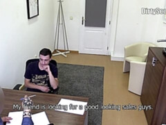 Dark-haired guy clamoring for a facial after "casting"