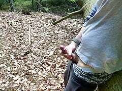 Jerking off my cock in the woods