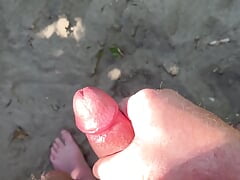 Hungbuck at the nude beach hard cum shot