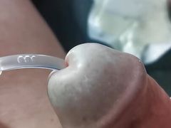 Jerking off with catheter