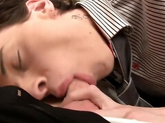 Hot oral seduction on the couch with Lewis Romeo and Steve Agostina