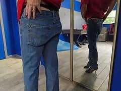 JoAnne CD wearing black lace under jeans