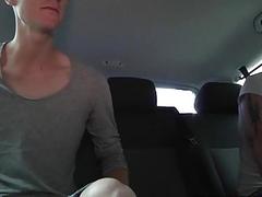 Amateur twinks fit in vehicle to have rough threeway