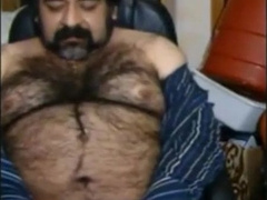 Hairy Bear Daddy Stroking Big Cock