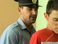 Nubile twink dominated and fucked by uniformed policeman