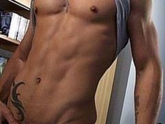 Strong and sexy dude named Fox jerks his hairy dick