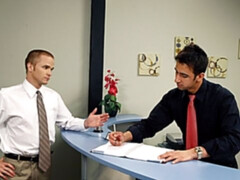 Quick round of hard office anal with Brandon Cole and Steven Waye