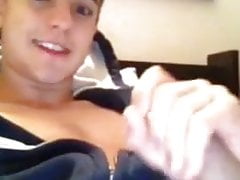 Twink cums on chest