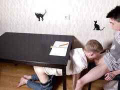 Naughty twink Aiden interrupted his teen friend Matty from homework