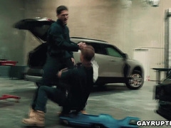 Mechanics boy Brandon Anderson deep throats