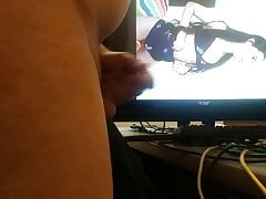 Fucking the fake pussy while look photos from my coworker