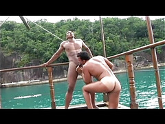 Beautiful guys on the ship's deck