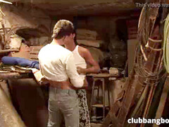 Farm dudes slurp trouser snake and fuck in abandoned warehouse