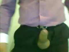 Hot latin daddy stroking at office