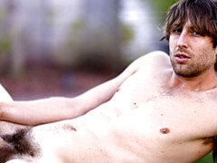 Sexy nudist Thomas Rosewood jerking off in a solo scene