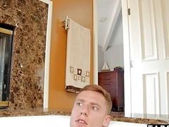 Stud teases new stepbrother showing off his huge boner