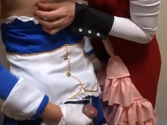 2 Asian Crossdressers Give a Handjob