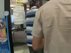 Black gay rides white dick in public