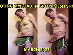 03-28-2023 Cum Through Green Mesh Shorts