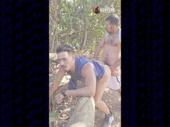Twink offers his butt to anyone walking by on the trail