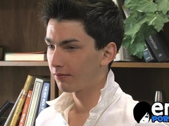 Skinny homosexual cumming after bareback lovemaking