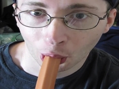 Gay-For-Pay Boy Inhales 2 Floppy Wieners